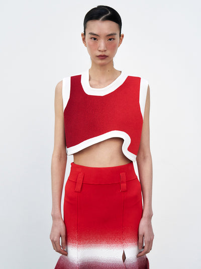 Dahlia Oversized Wavy Crop Top (Red Tulip)