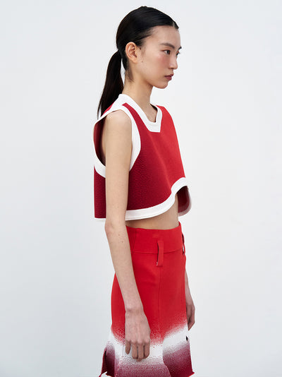 Dahlia Oversized Wavy Crop Top (Red Tulip)