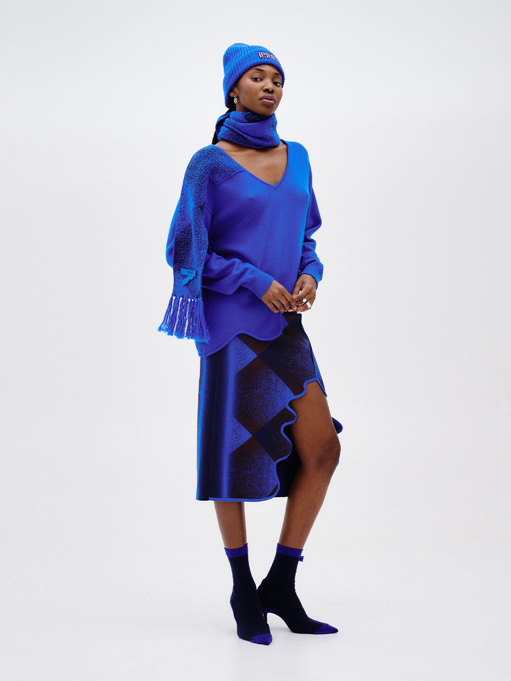 Dolly Wavy Merino Wool Pullover (Electric Blue)
