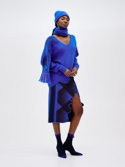 Dolly Wavy Merino Wool Pullover (Electric Blue)
