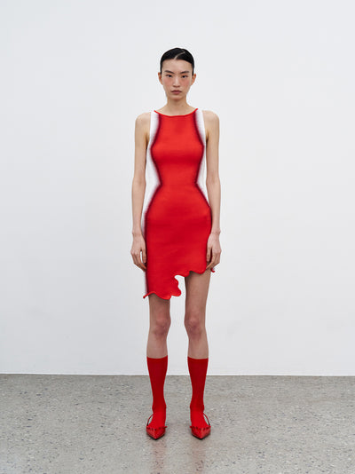 Hazel Gradient Print Mini Dress (Red Tulip)