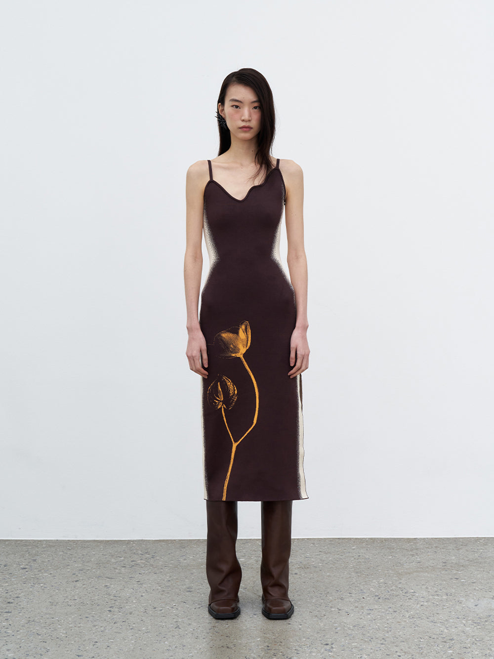 Jasmine Flower Print Tank Dress (Maple Brown)