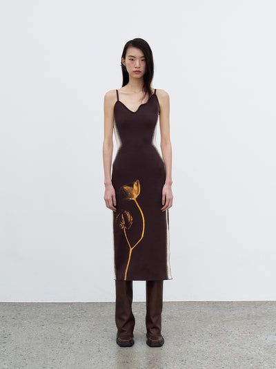 Jasmine Flower Print Tank Dress (Maple Brown)