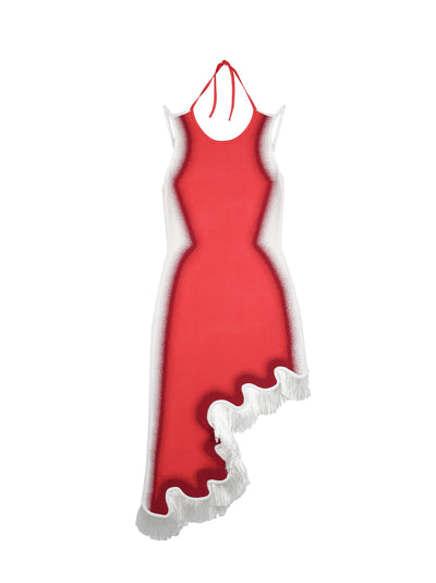 Lotus Signature Wavy Dress With Open Back (Red Tulip)