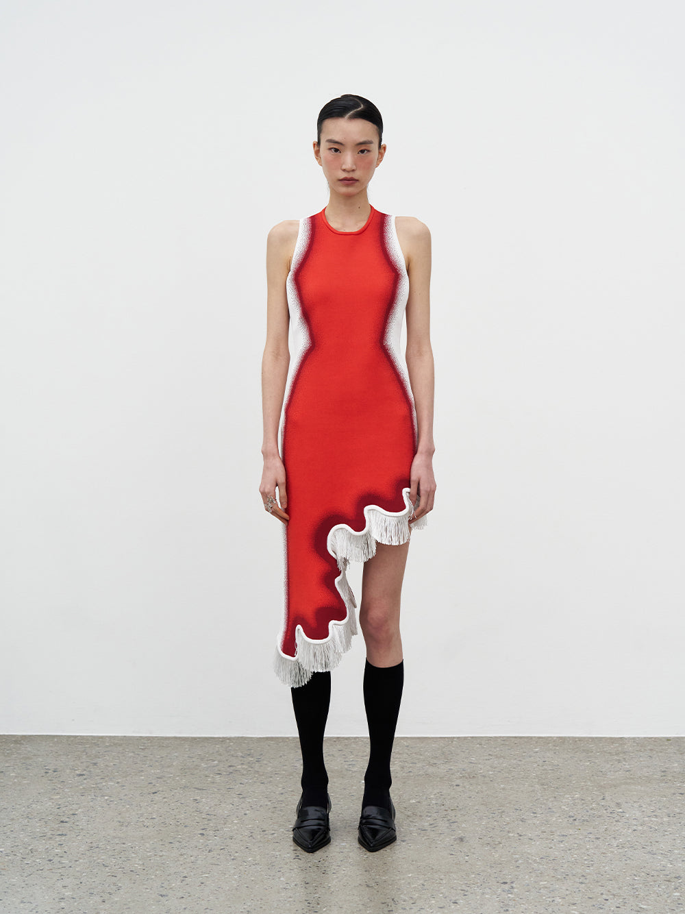 Lotus Signature Wavy Dress With Open Back (Red Tulip)