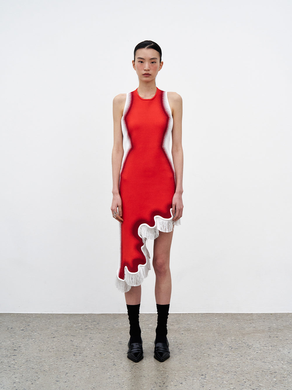 Lotus Signature Wavy Dress With Open Back (Red Tulip)