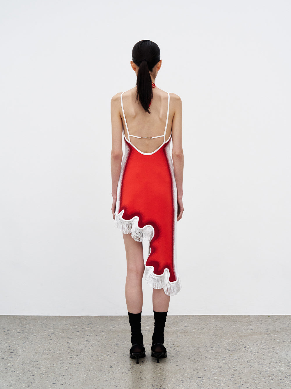 Lotus Signature Wavy Dress With Open Back (Red Tulip)