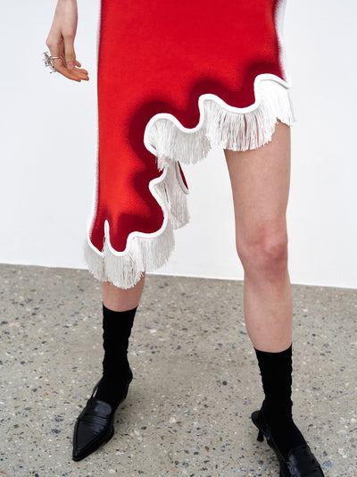 Lotus Signature Wavy Dress With Open Back (Red Tulip)