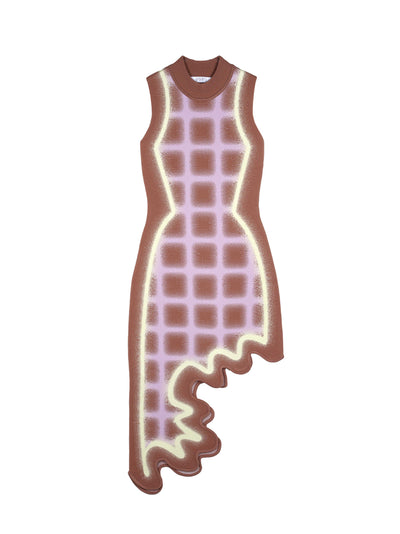 Mia Wavy Plaid Dress (Brown/ Pink)