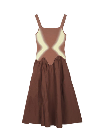 Mushu Mixed Media Tank Dress (Cozy Brown)