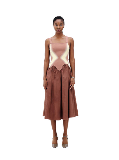 Mushu Mixed Media Tank Dress (Cozy Brown)