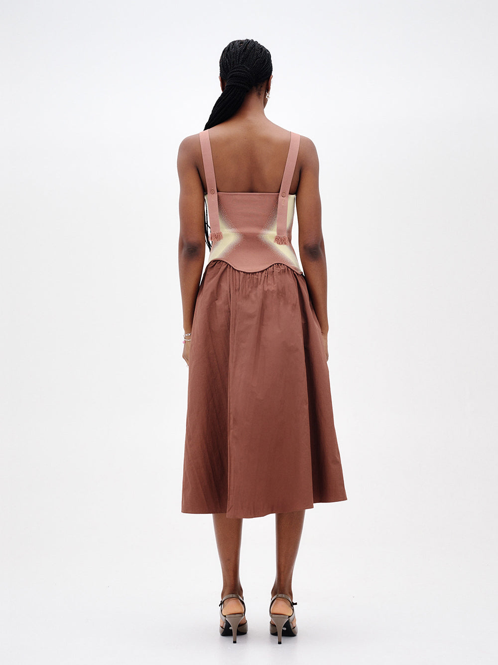 Mushu Mixed Media Tank Dress (Cozy Brown)