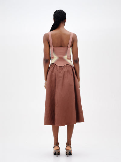 Mushu Mixed Media Tank Dress (Cozy Brown)