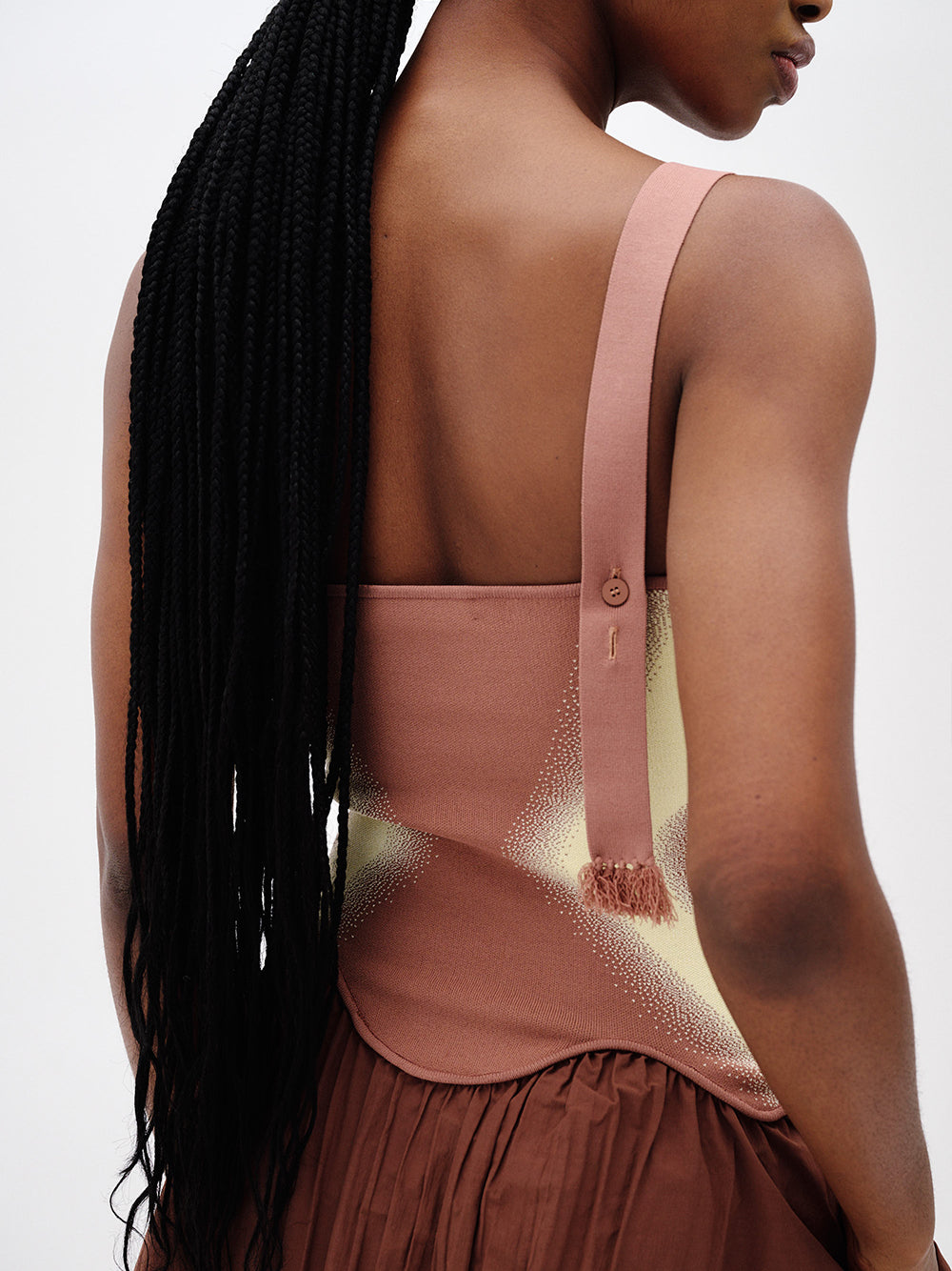 Mushu Mixed Media Tank Dress (Cozy Brown)