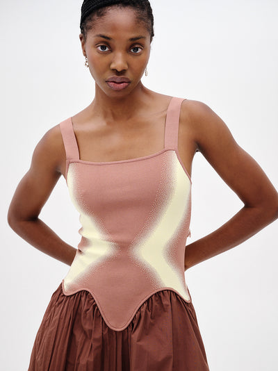 Mushu Mixed Media Tank Dress (Cozy Brown)