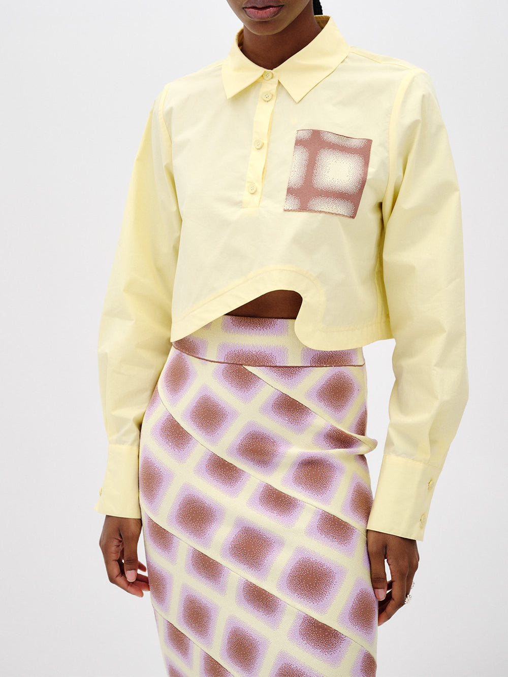 Nala Cotton Cropped Shirt (Yellow Freeze)