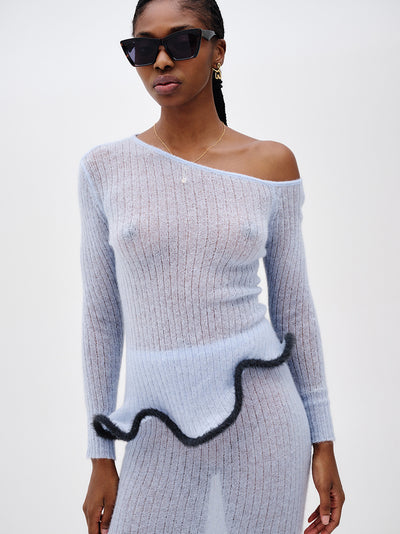 Pixie Alpaca Wavy Long Sleeve Top (Dreamy Blue)