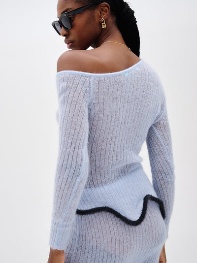 Pixie Alpaca Wavy Long Sleeve Top (Dreamy Blue)