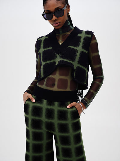 Reynolds Plaid Cropped Vest (Green/ Black)