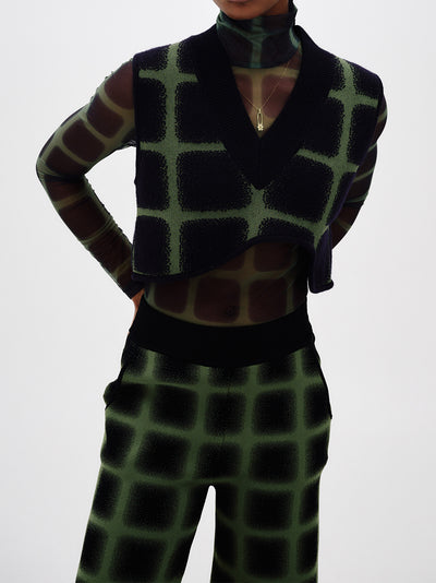 Reynolds Plaid Cropped Vest (Green/ Black)