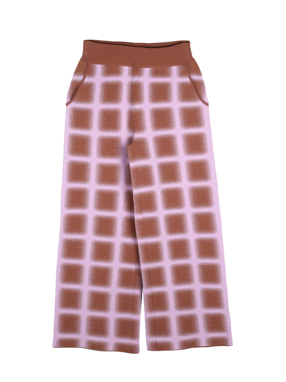 Thyme Wide Leg Cropped Pants (Brown/ Pink)