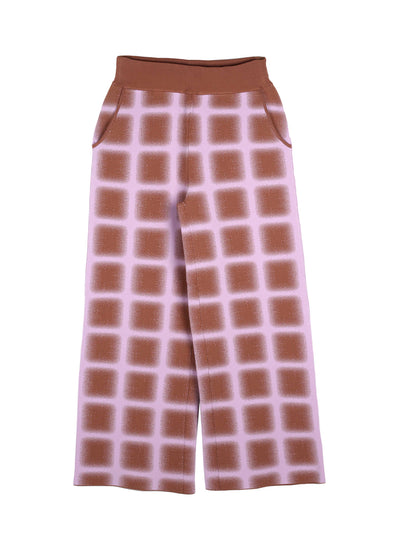 Thyme Wide Leg Cropped Pants (Brown/ Pink)