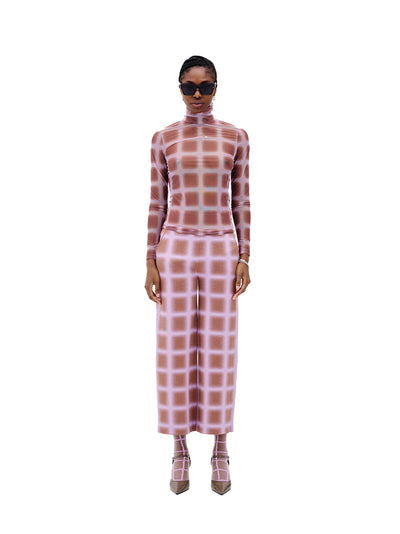 Thyme Wide Leg Cropped Pants (Brown/ Pink)