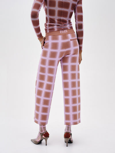 Thyme Wide Leg Cropped Pants (Brown/ Pink)