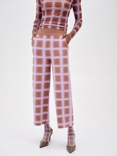 Thyme Wide Leg Cropped Pants (Brown/ Pink)