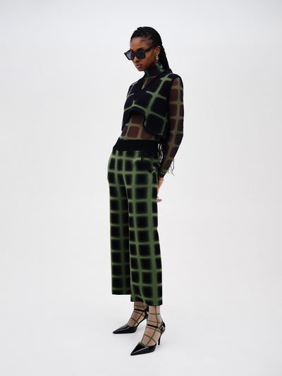 Thyme Wide Leg Cropped Pants (Green/ Black)