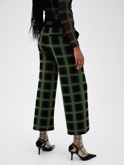 Thyme Wide Leg Cropped Pants (Green/ Black)