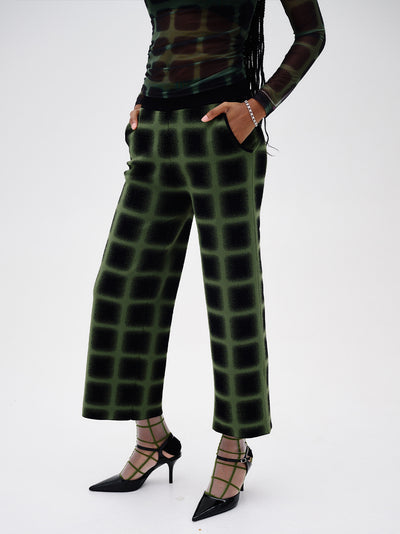 Thyme Wide Leg Cropped Pants (Green/ Black)