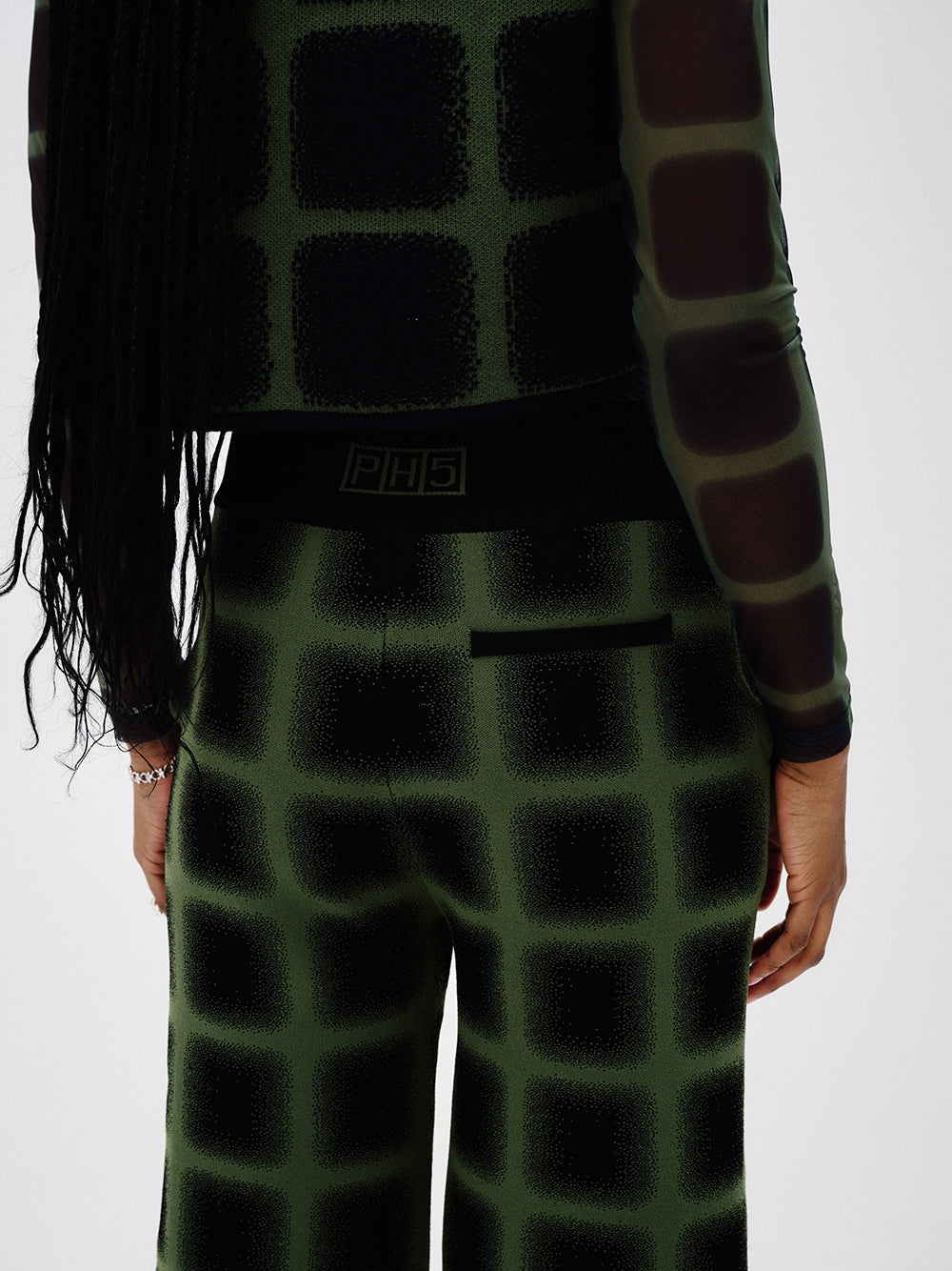 Thyme Wide Leg Cropped Pants (Green/ Black)