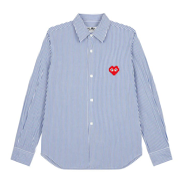PLAY X THE ARTIST INVADER Men Striped Shirt (Blue/White)_1