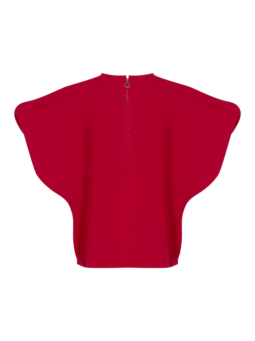 Recycled Cotton Drill Top With Round Short Sleeves Red