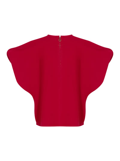 Recycled Cotton Drill Top With Round Short Sleeves Red