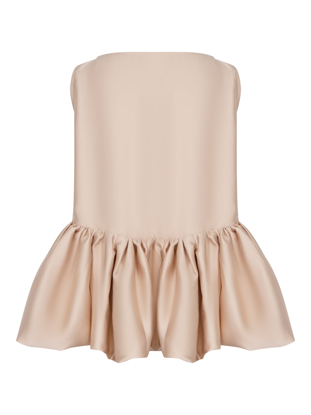 Heavy Satin Sleeveless Puff Hem Top Beige