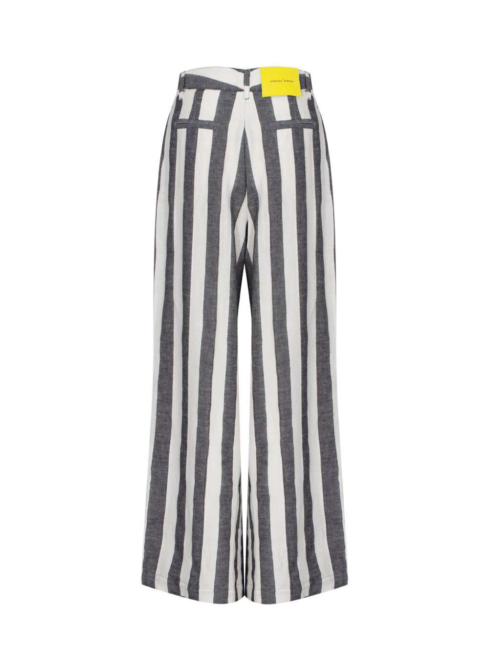 Linen Wide Leg Trousers Black White Stripes