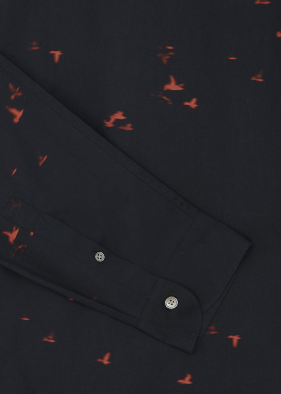 PS Paul Smith Bird-Print Cotton Shirt (Black)