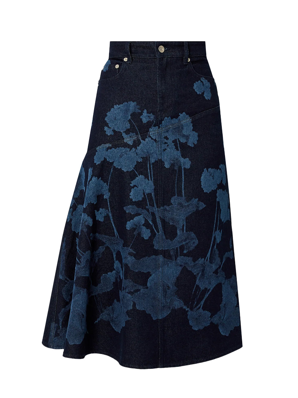 Draped Midi Skirt Elena Garden Selvedge Indigo