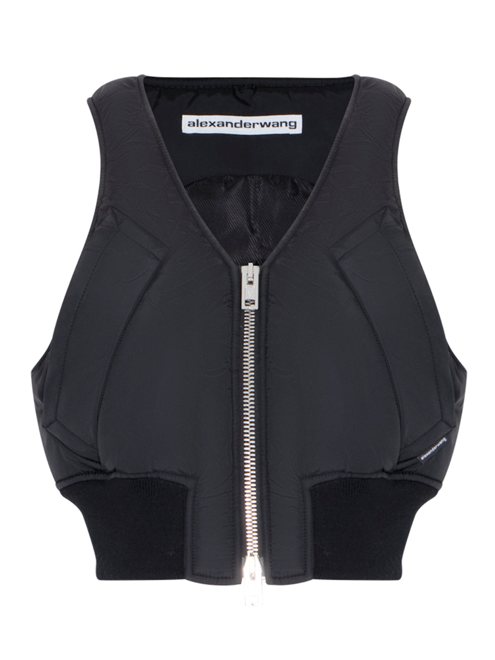 Padded Shrunken Bomber Vest (Black)