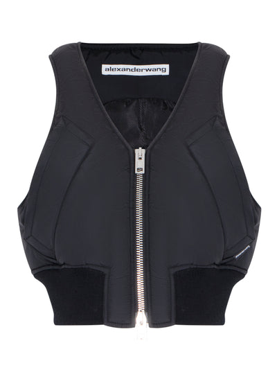 Padded Shrunken Bomber Vest (Black)
