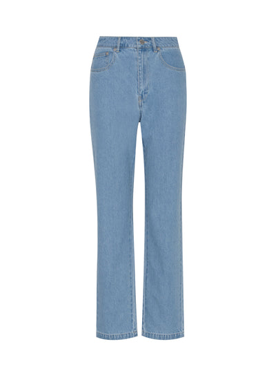 Denim Pants With Back Logo Print (Indigo)