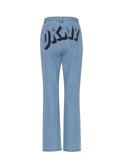 Denim Pants With Back Logo Print (Indigo)