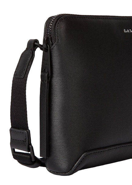 Black Embossed Leather Musette Bag