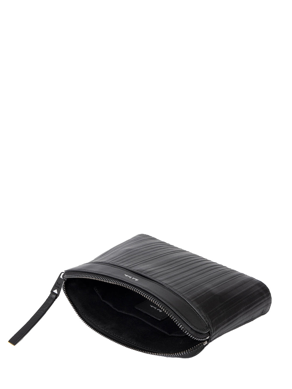 Leather 'Shadow Stripe' Musette Bag (Black)