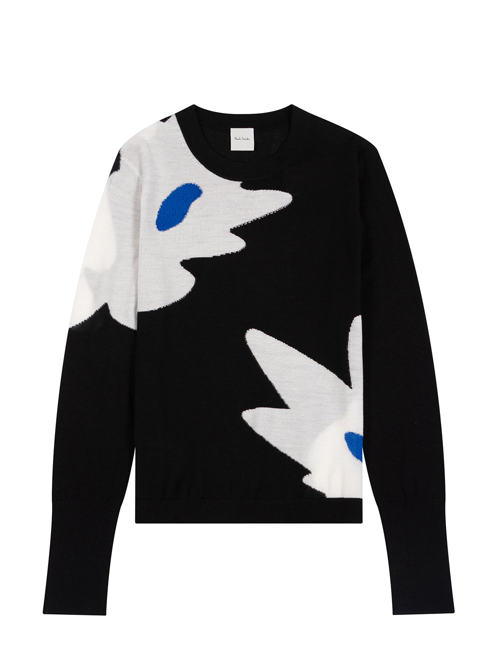 Wool-Silk 'Big Flower' Sweater (Black)