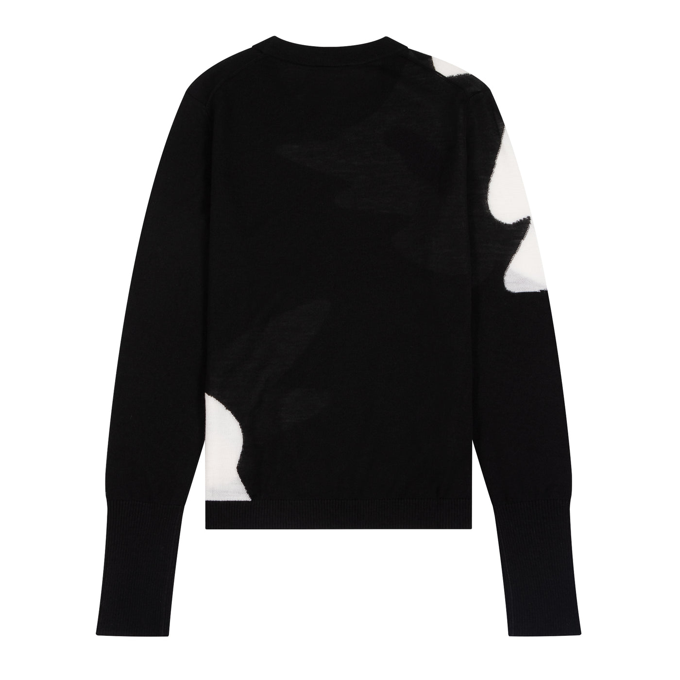 Wool-Silk 'Big Flower' Sweater (Black)