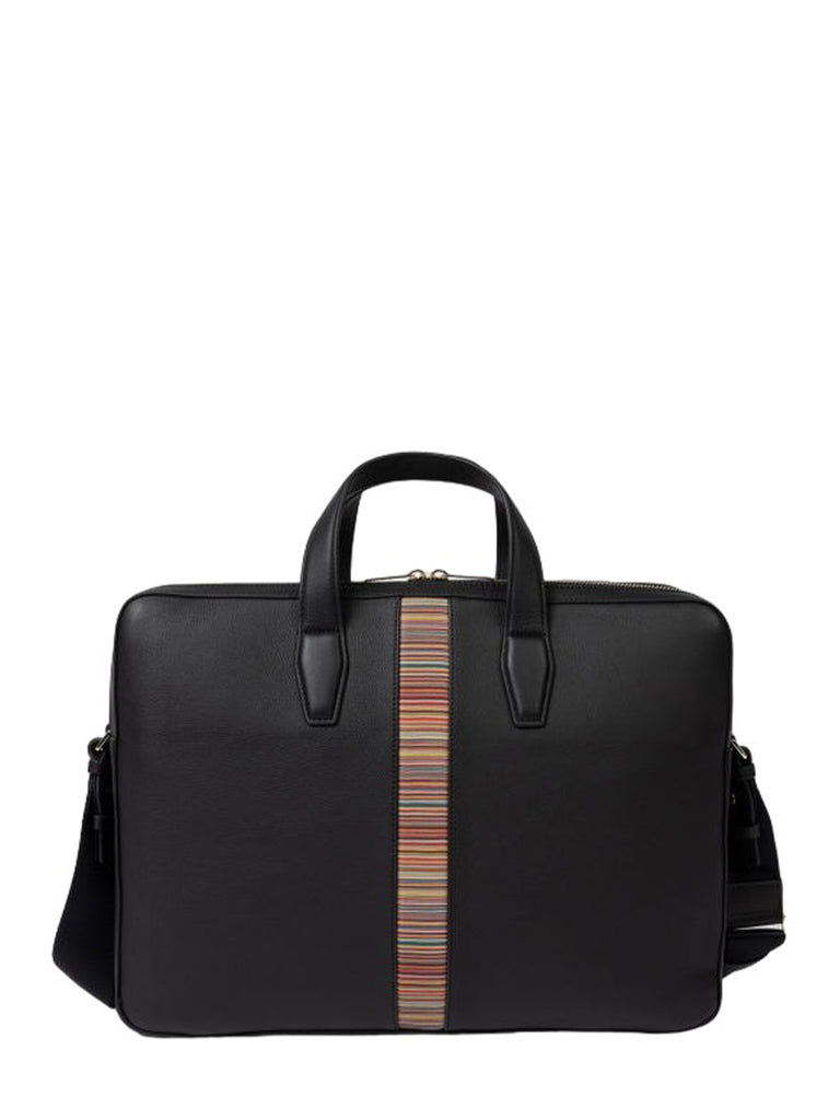 Paul Smith PS Leather Signature Stripe Holdall Black