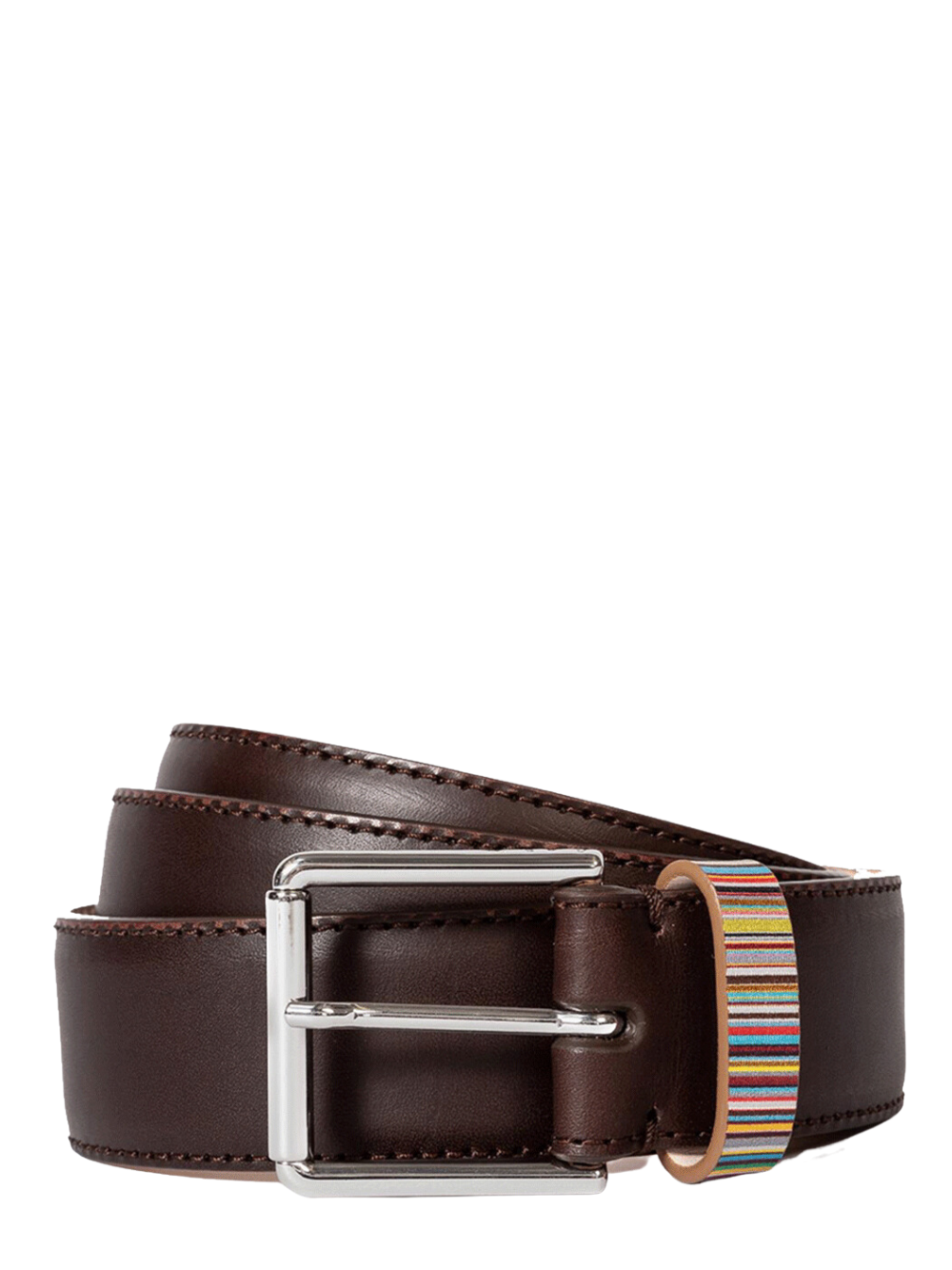 Paul Smith Men 'Signature Stripe' Keeper Leather Belt (Brown) 1